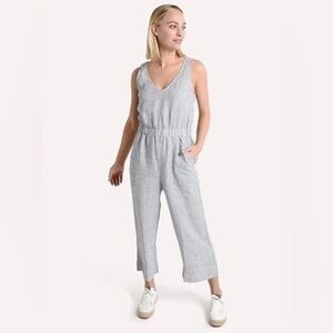 STATESIDE WOMEN'S SLEEVELESS STRIPE LINEN JUMPSUIT
